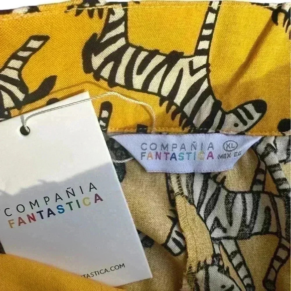 Compania Fantastica XL yellow ZEBRA high waist trouser shorts NWT - Picture 9 of 16